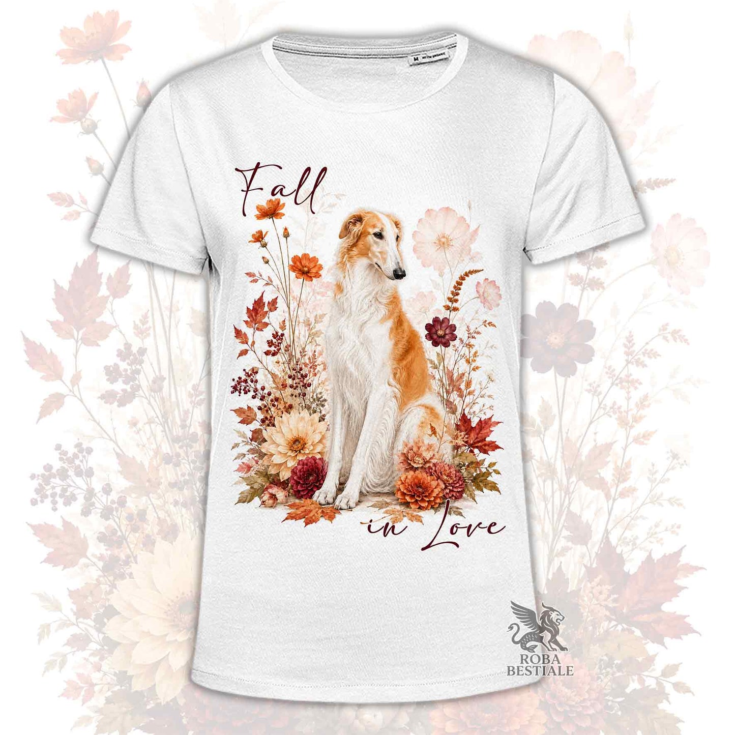 T-Shirt BORZOI Bianco e Arancio - Collezione Fall...in Love