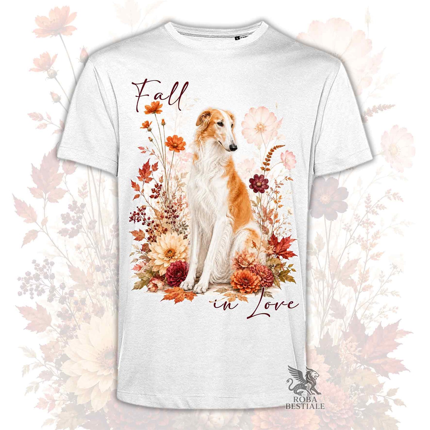 T-Shirt BORZOI Bianco e Arancio - Collezione Fall...in Love