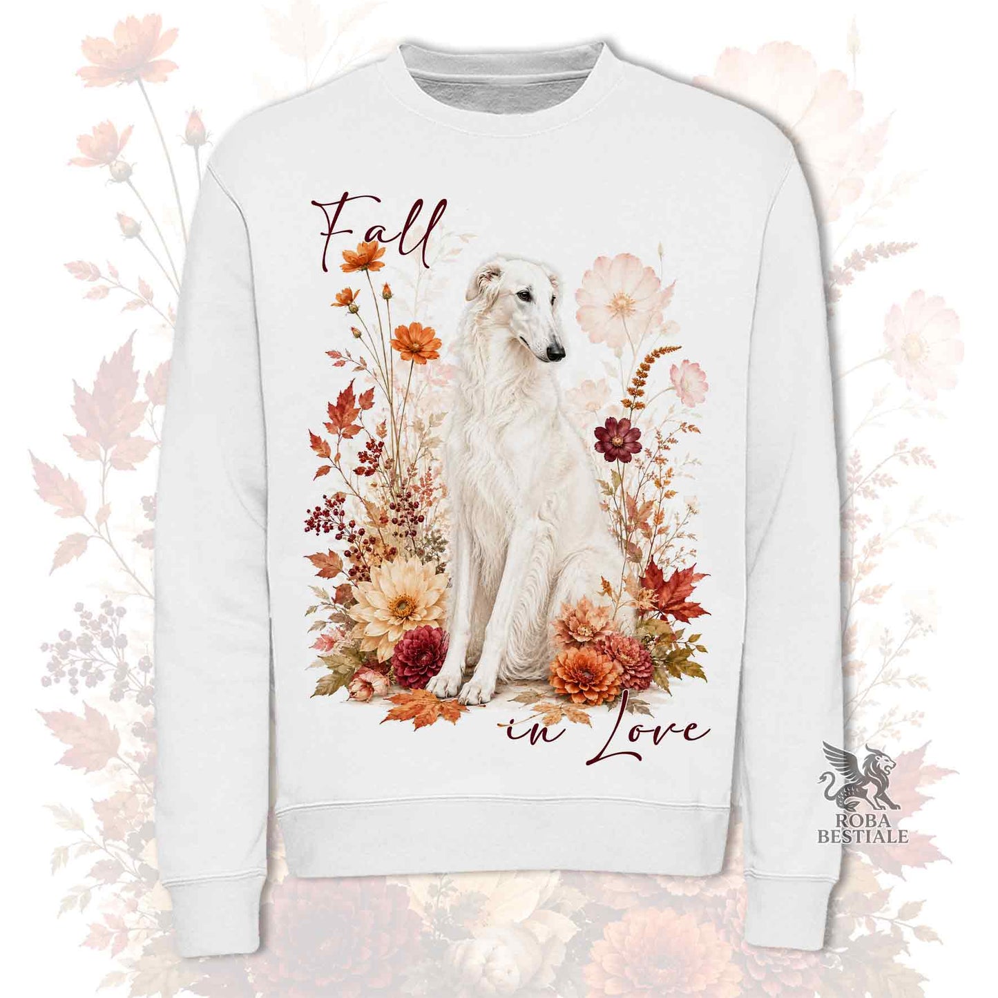 Felpa BORZOI Bianco - Girocollo - Collezione Fall...in Love
