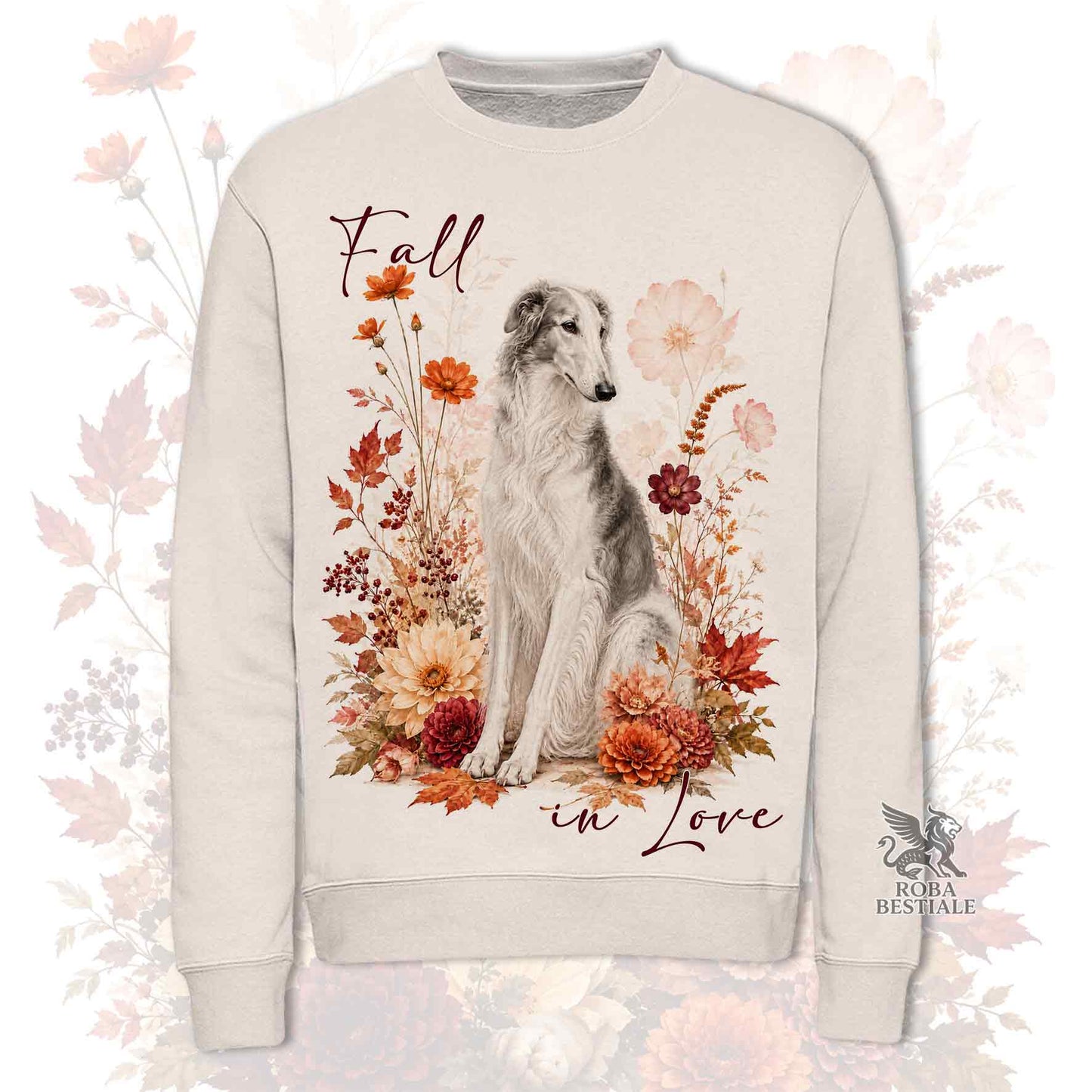 Felpa BORZOI Bianco e Grigio - Girocollo - Collezione Fall...in Love