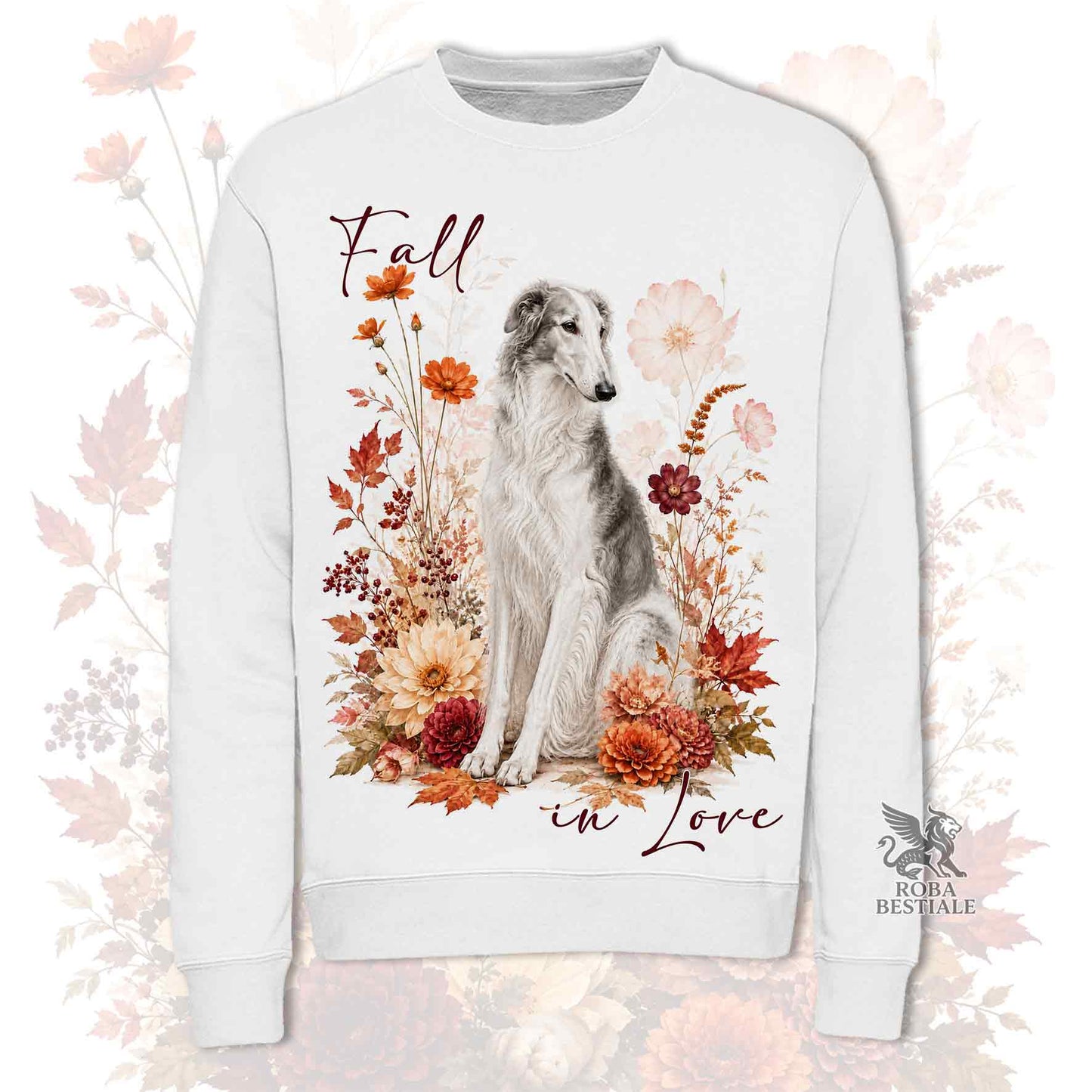 Felpa BORZOI Bianco e Grigio - Girocollo - Collezione Fall...in Love