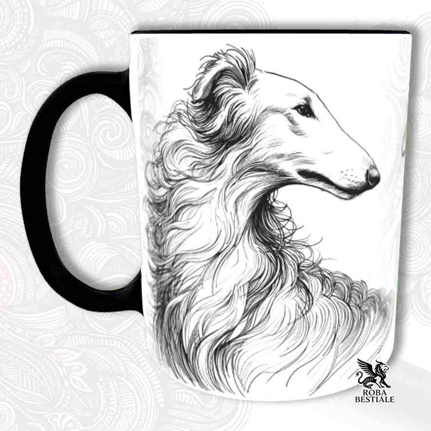 Mug LÉVRIER RUSSE Blanc - Collection Doodle