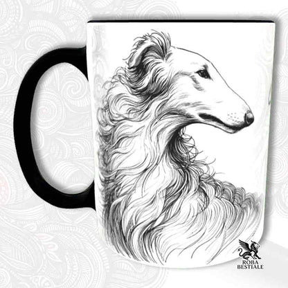 Mug LÉVRIER RUSSE Blanc - Collection Doodle