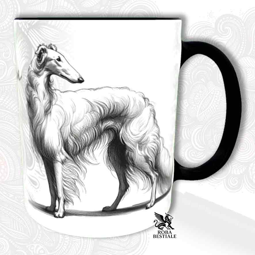 Mug LÉVRIER RUSSE Blanc - Collection Doodle