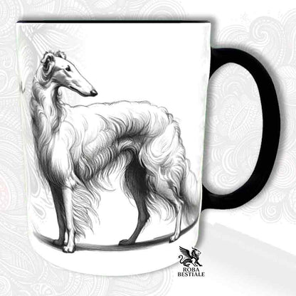 Mug LÉVRIER RUSSE Blanc - Collection Doodle