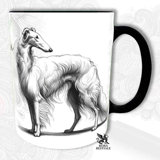 Mug LÉVRIER RUSSE Blanc - Collection Doodle