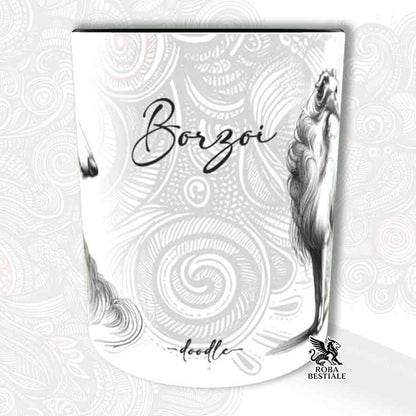 Mug LÉVRIER RUSSE Blanc - Collection Doodle