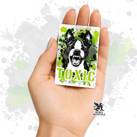 Calamita in MDF con la stampa di un Boston Terrier. Idea regalo per amanti dei cani, da Roba Bestiale