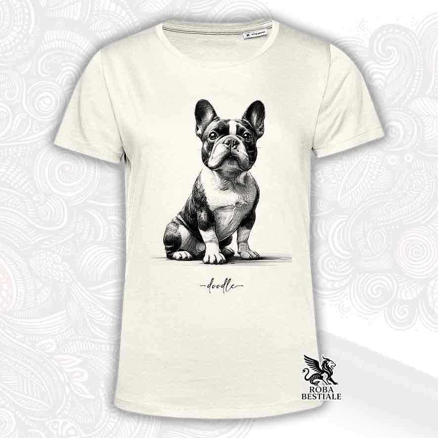 T-shirt beige stampata con un Australian Cattle Dog, grafica Doodle