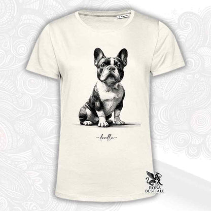 T-shirt beige stampata con un Australian Cattle Dog, grafica Doodle