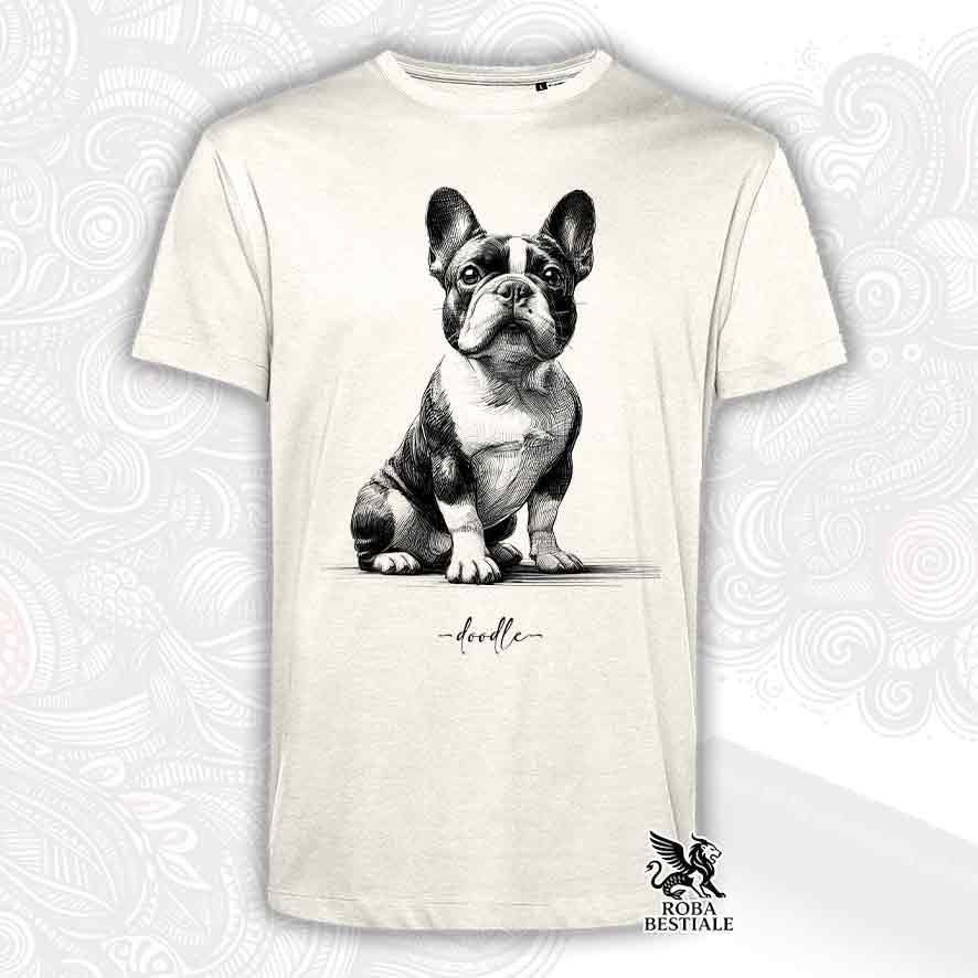 T-shirt beige stampata con un Australian Cattle Dog, grafica Doodle