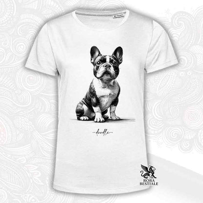 T-shirt bianca stampata con un Australian Cattle Dog, grafica Doodle