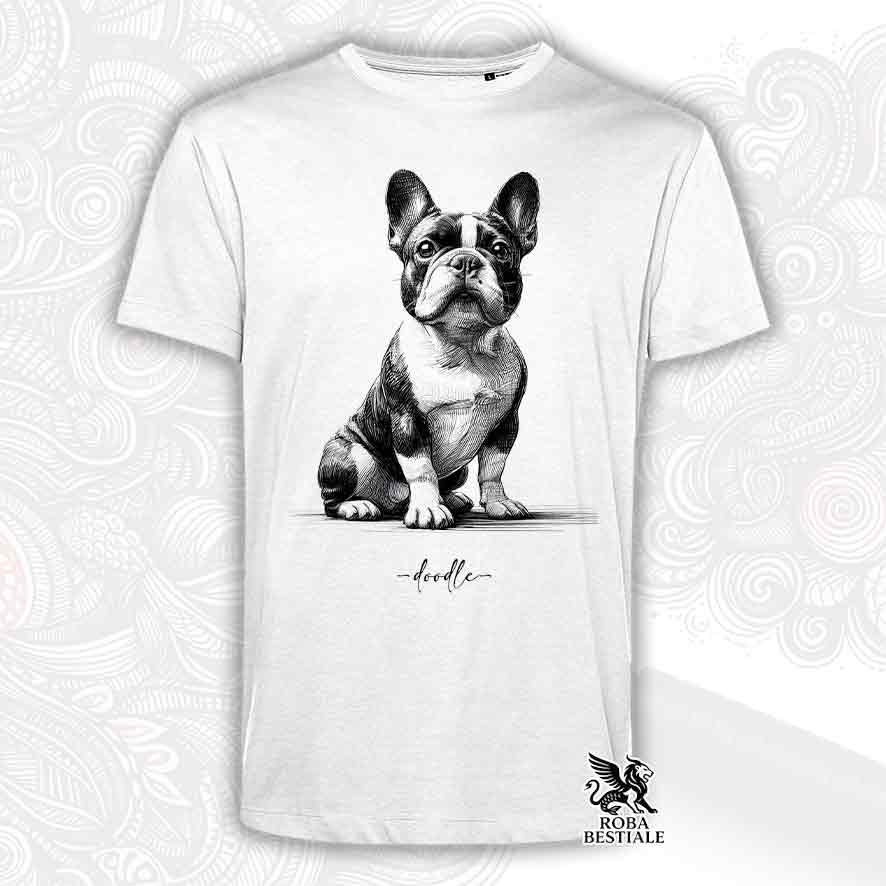 T-shirt bianca stampata con un Australian Cattle Dog, grafica Doodle