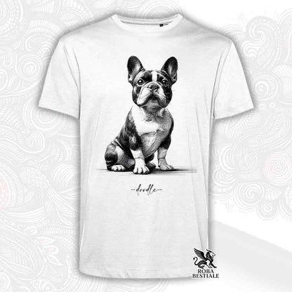 T-shirt bianca stampata con un Australian Cattle Dog, grafica Doodle