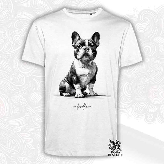 T-shirt bianca stampata con un Australian Cattle Dog, grafica Doodle