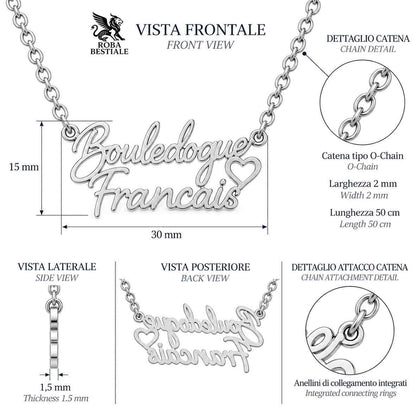 Collier KIRA PET JEWELRY - BOULEDOGUE FRANCAIS - En Acier Inoxydable avec chaîne maille fine