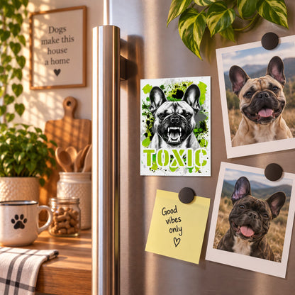 Calamita in MDF con la stampa di un Bouledogue Francese. Idea regalo per amanti dei cani, da Roba Bestiale