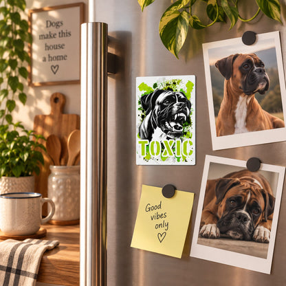 Calamita in MDF con la stampa di un Boxer. Idea regalo per amanti dei cani, da Roba Bestiale