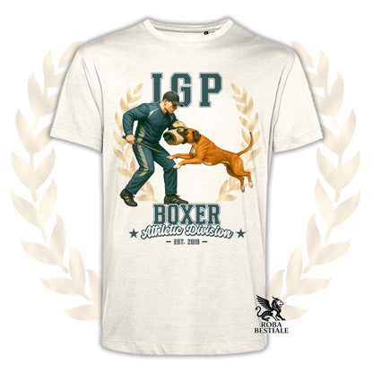 Una t-shirt stampata con un Boxer che fa IGP. Grafica originale Roba Bestiale