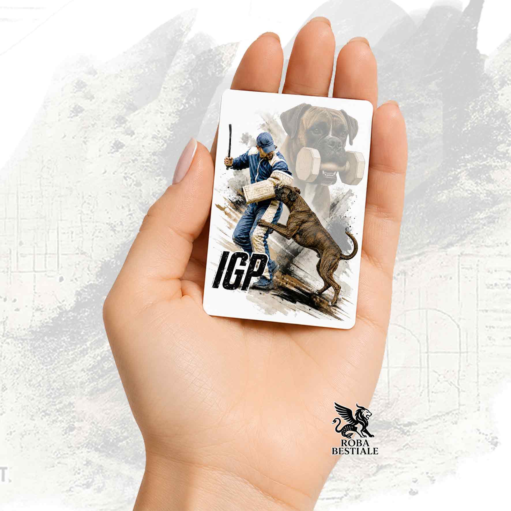 Calamita in MDF stampata con un Boxer che fa IGP, grafica Zero Distance di Roba Bestiale