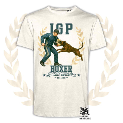 Una t-shirt stampata con un Boxer che fa IGP. Grafica originale Roba Bestiale