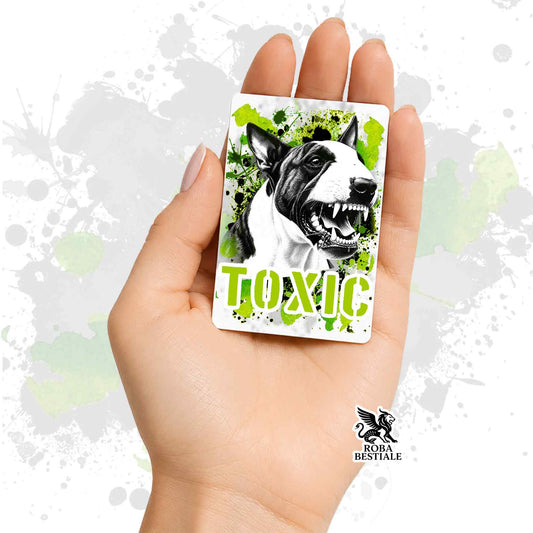 Calamita in MDF con la stampa di un Bull Terrier. Idea regalo per amanti dei cani, da Roba Bestiale