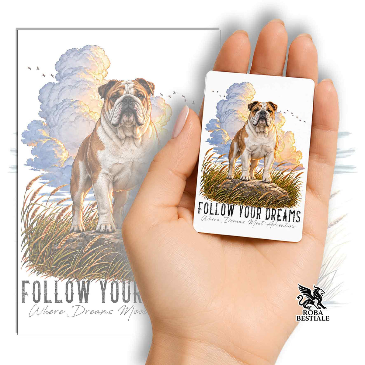 Calamita BULLDOG INGLESE Bianco Fulvo - Collezione Dream