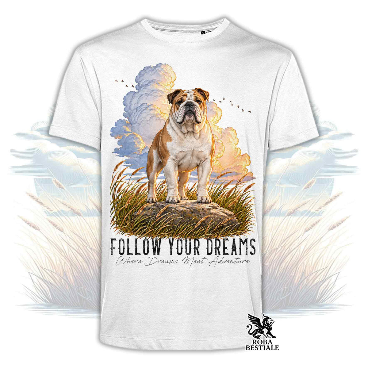 T-Shirt BULLDOG INGLESE Bianco Fulvo - Collezione Dream