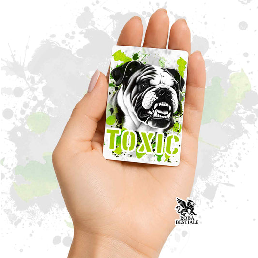 Calamita in MDF con la stampa di un Bulldog Inglese. Idea regalo per amanti dei cani, da Roba Bestiale