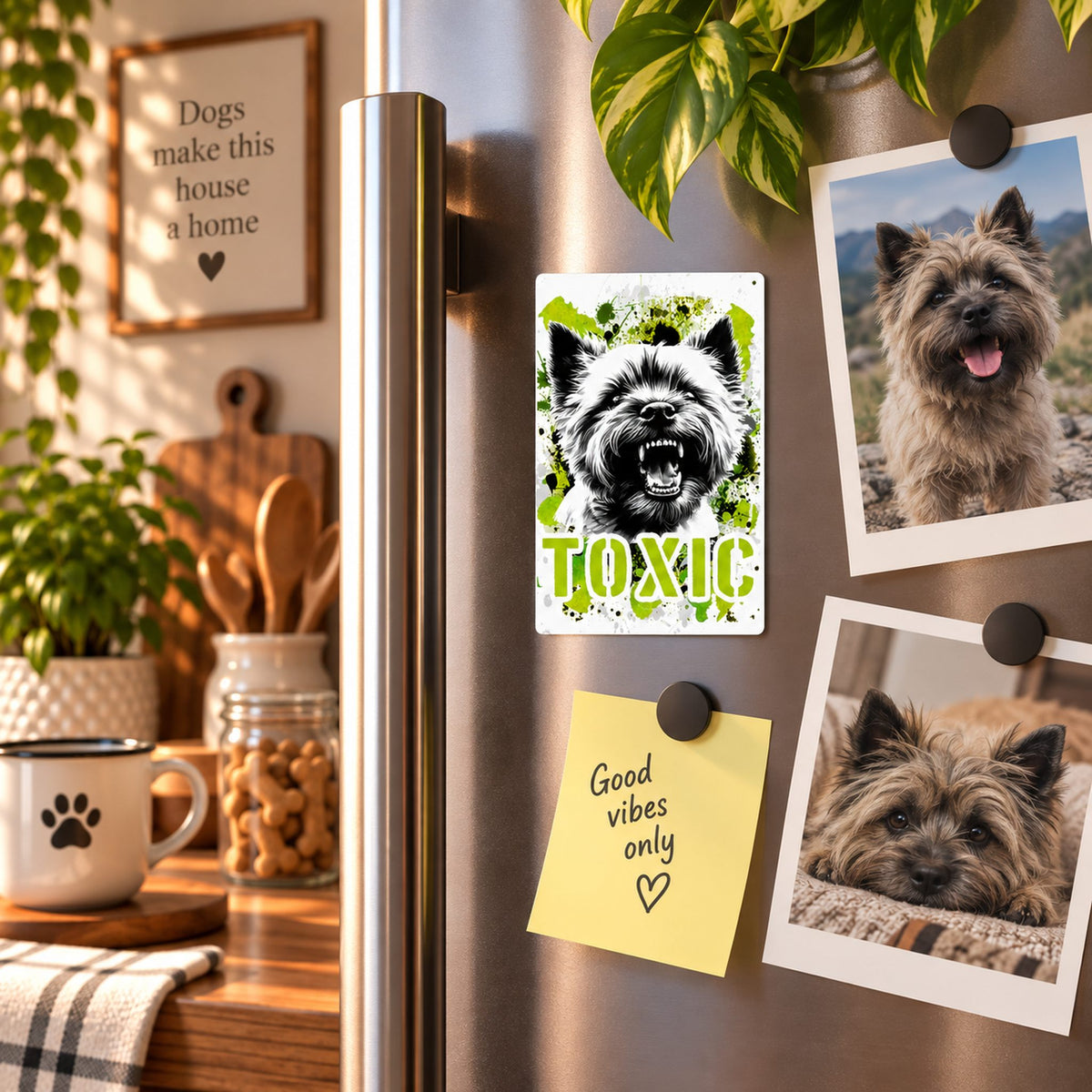 Calamita in MDF con la stampa di un Cairn Terrier. Idea regalo per amanti dei cani, da Roba Bestiale