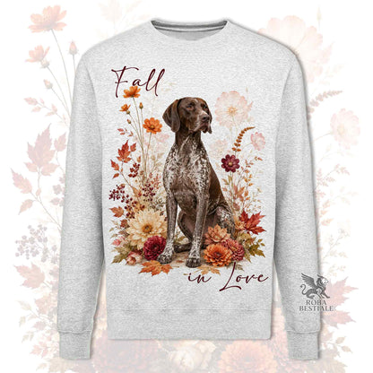 Felpa CANE DA FERMA TEDESCO a Pelo Corto "Kurzhaar" Roano Marrone - Girocollo - Collezione Fall...in Love