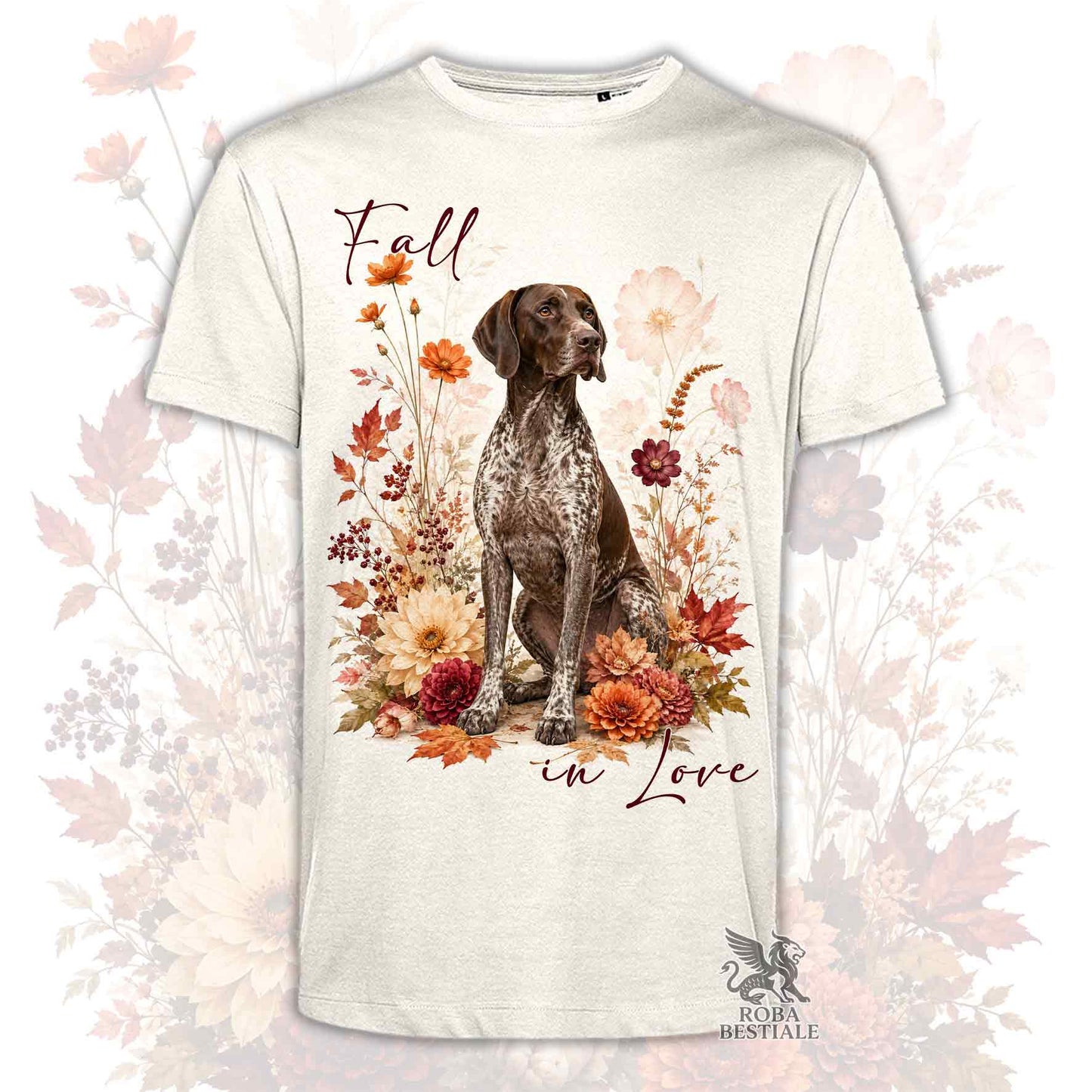T-Shirt CANE DA FERMA TEDESCO a Pelo Corto "Kurzhaar" Roano Marrone - Collezione Fall...in Love