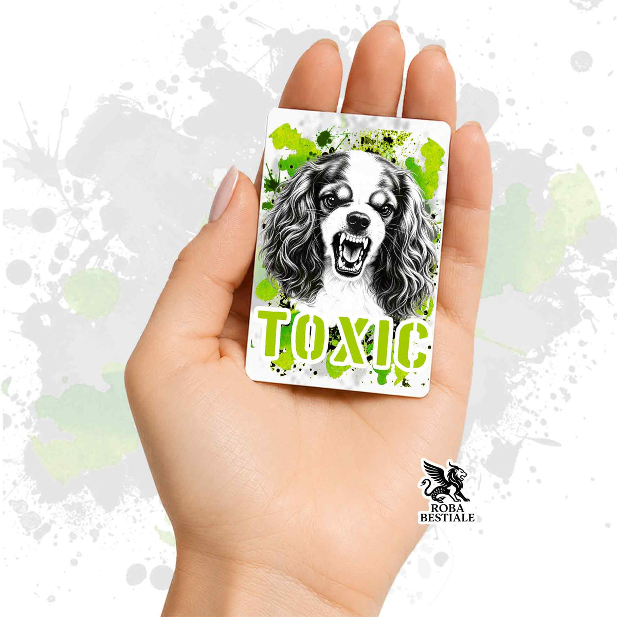 Calamita in MDF con la stampa di un Cavalier King Charles Spaniel. Idea regalo per amanti dei cani, da Roba Bestiale