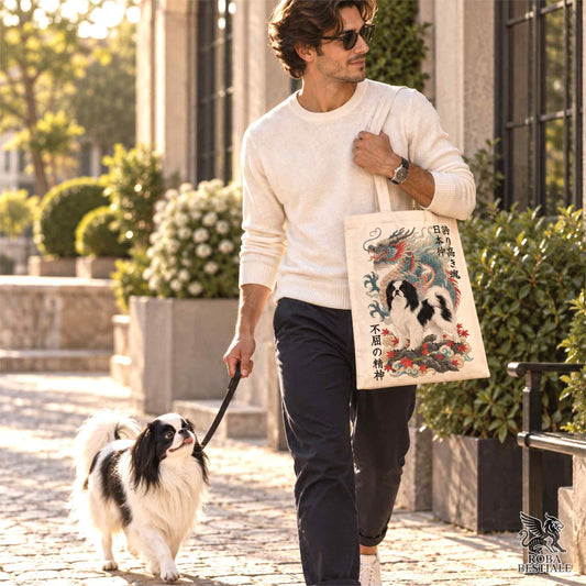Tote Bag CHIN GIAPPONESE Bianco e Nero - Collezione Dragon