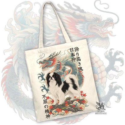 Tote Bag CHIN GIAPPONESE Bianco e Nero - Collezione Dragon