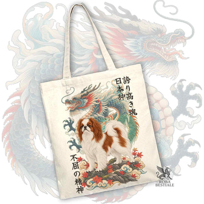 Tote Bag CHIN GIAPPONESE Bianco e Rosso - Collezione Dragon