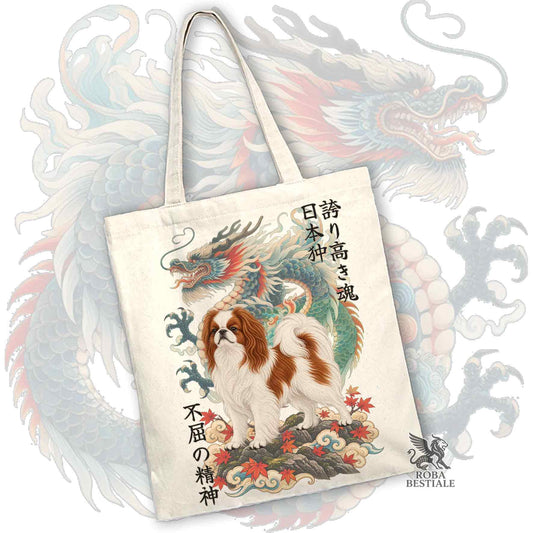 Tote Bag CHIN GIAPPONESE Bianco e Rosso - Collezione Dragon