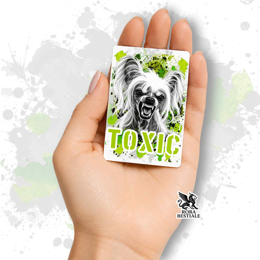 Calamita in MDF con la stampa di un Chinese Crested Dog. Idea regalo per amanti dei cani, da Roba Bestiale