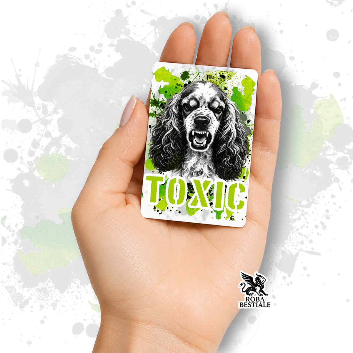 Calamita in MDF con la stampa di un Cocker Spaniel Inglese. Idea regalo per amanti dei cani, da Roba Bestiale