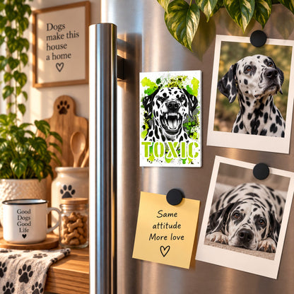Calamita in MDF con la stampa di un Dalmata. Idea regalo per amanti dei cani, da Roba Bestiale