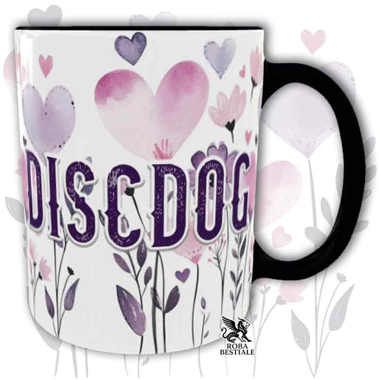 Tazza con dettagli neri stampata con una grafica dedicata al Disc Dog, collezione Candy