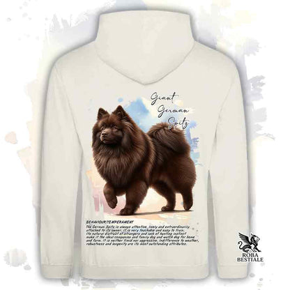 Felpa con cappuccio Spitz Tedesco Grande marrone, colore beige con grafica Behavior