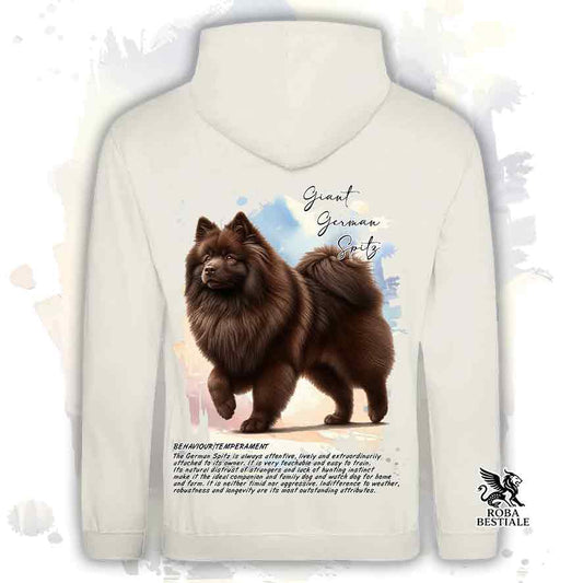 Felpa con cappuccio Spitz Tedesco Grande marrone, colore beige con grafica Behavior