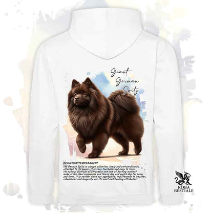 Felpa con cappuccio Spitz Tedesco Grande marrone, colore bianco con grafica Behavior
