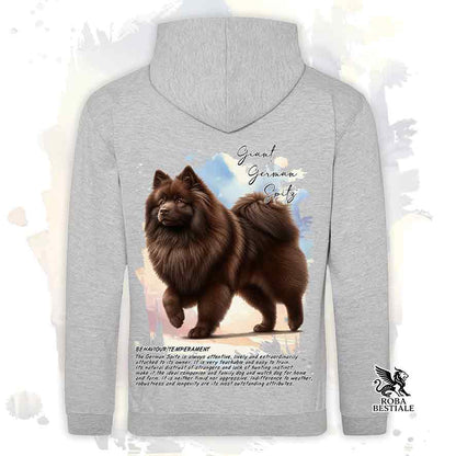 Felpa con cappuccio Spitz Tedesco Grande marrone, colore grigio con grafica Behavior