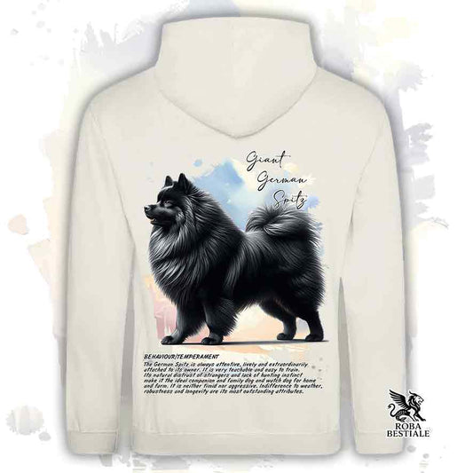 Felpa con cappuccio Spitz Tedesco Grande nero, colore beige con grafica Behavior