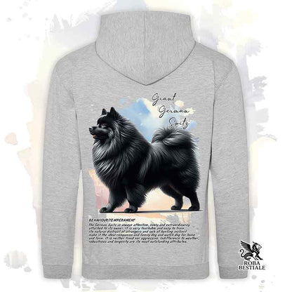 Felpa con cappuccio Spitz Tedesco Grande nero, colore grigio con grafica Behavior