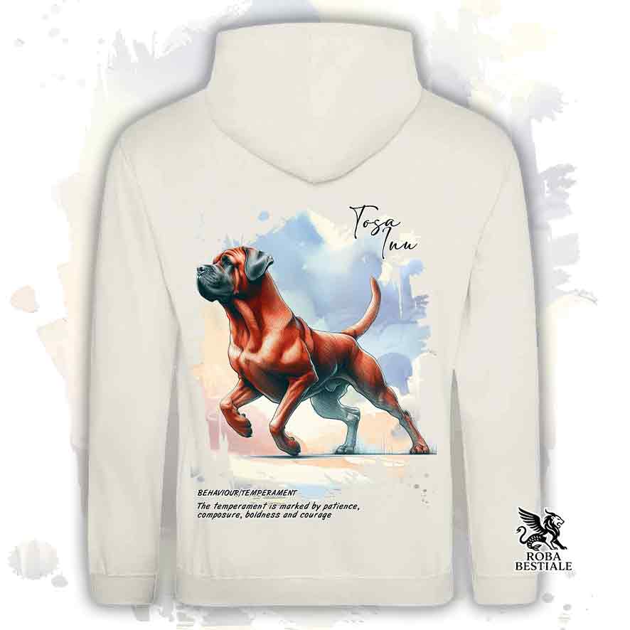 Felpa con cappuccio Tosa Inu rosso color beige con grafica Behavior