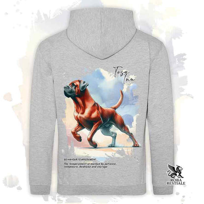 Felpa con cappuccio Tosa Inu rosso colore grigio con grafica Behavior