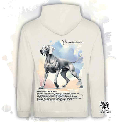 Felpa con cappuccio Weimaraner grigio argento color beige con grafica Behavior